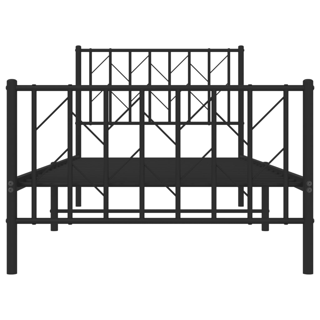 Metalni okvir kreveta uzglavlje i podnožje crni 90x190 cm