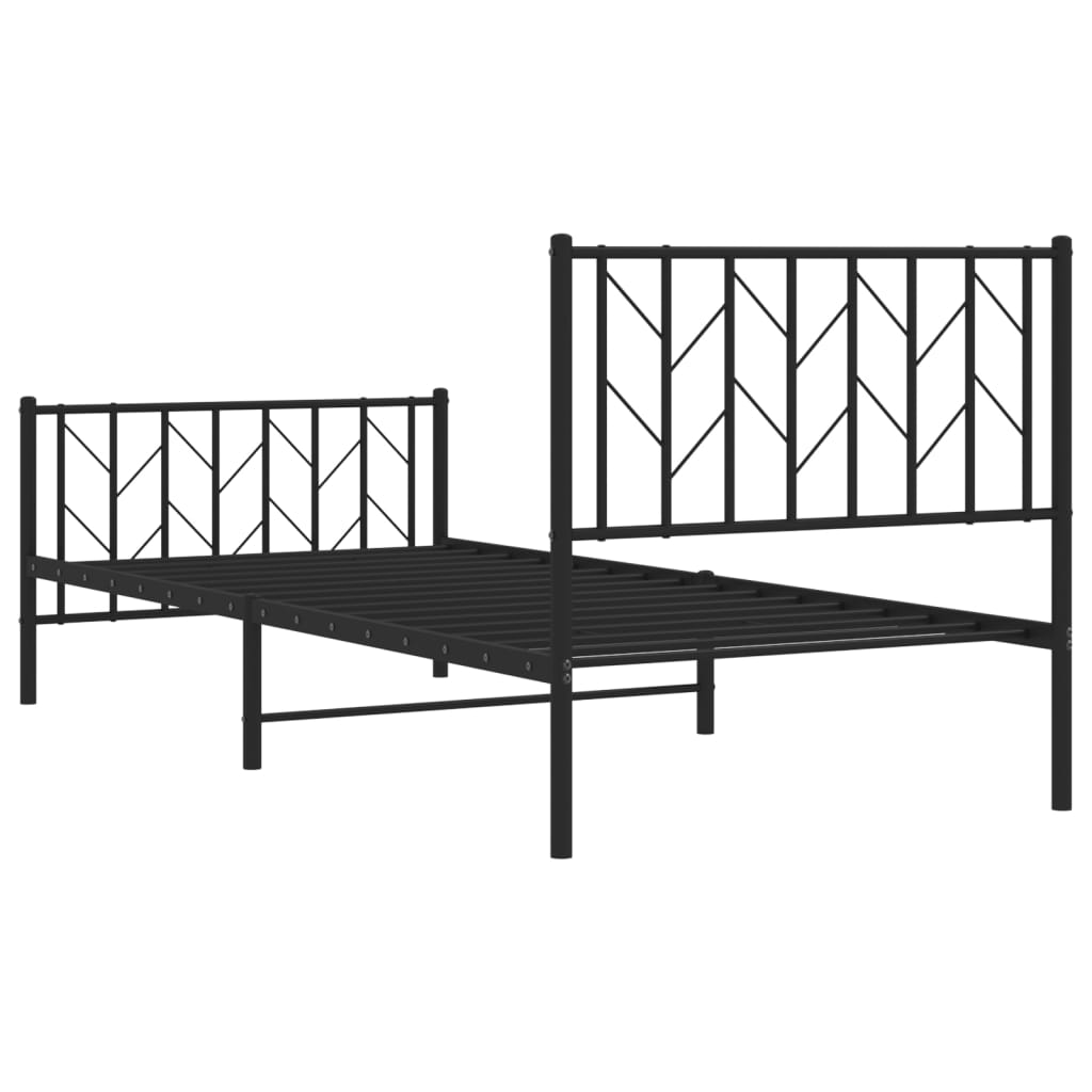 Metalni okvir kreveta uzglavlje i podnožje crni 90x190 cm