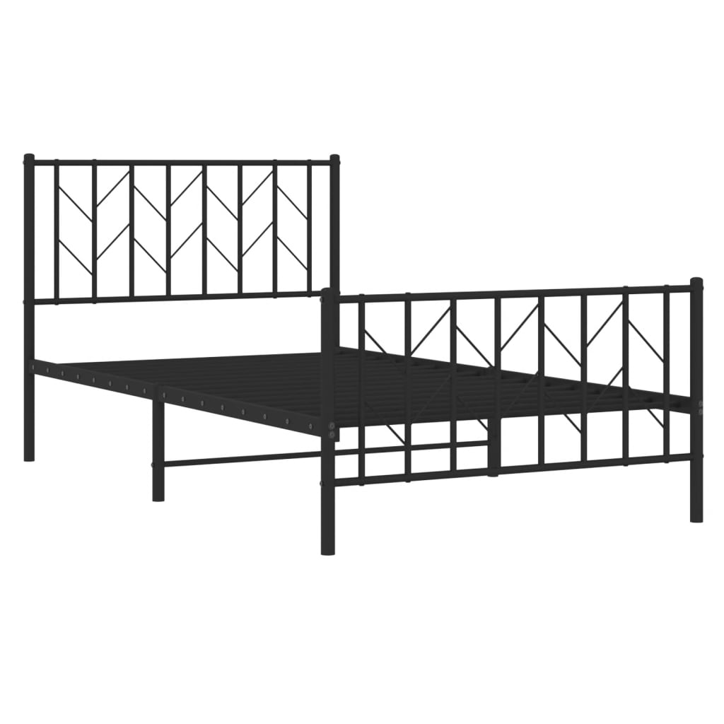 Metalni okvir kreveta uzglavlje i podnožje crni 100x190 cm