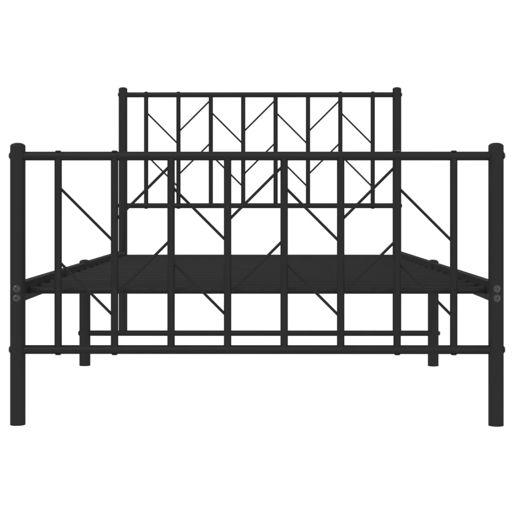 Metalni okvir kreveta uzglavlje i podnožje crni 100x190 cm