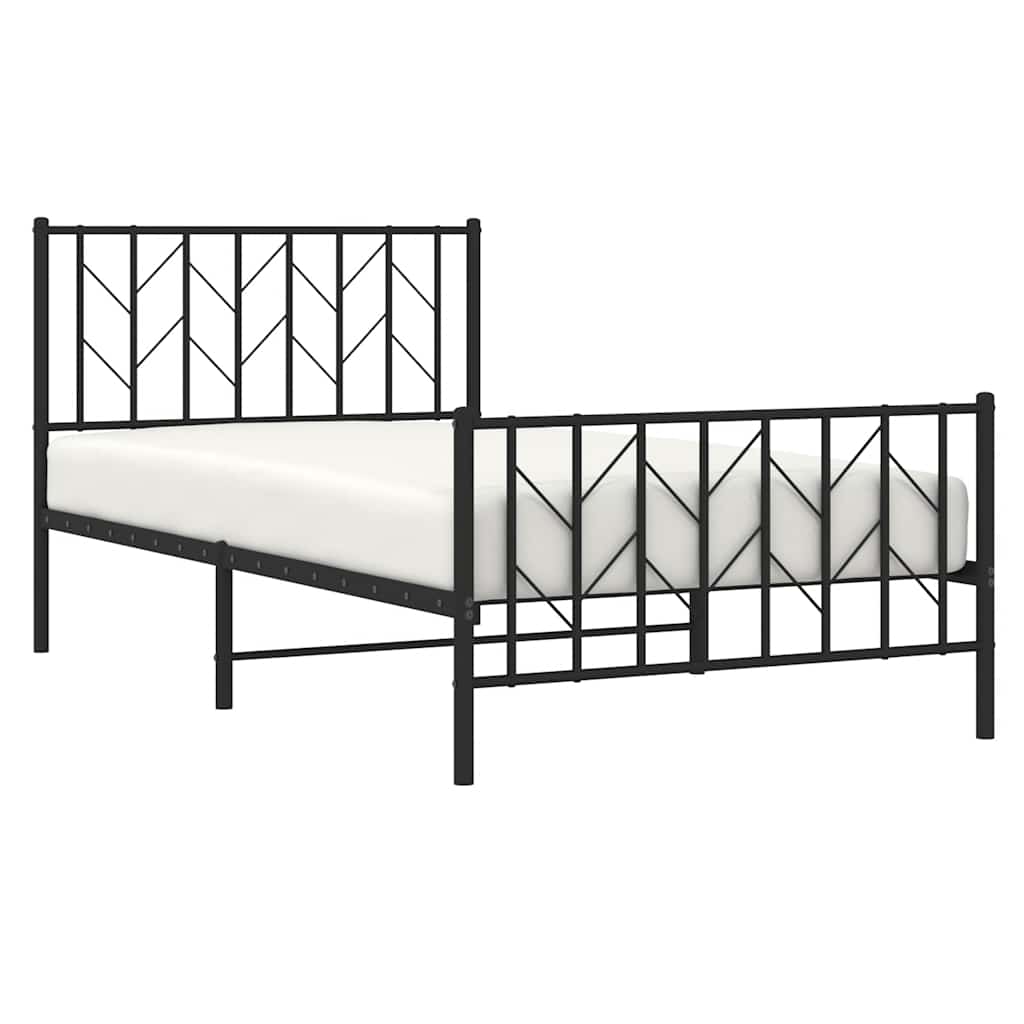 Metalni okvir kreveta uzglavlje i podnožje crni 100x200 cm