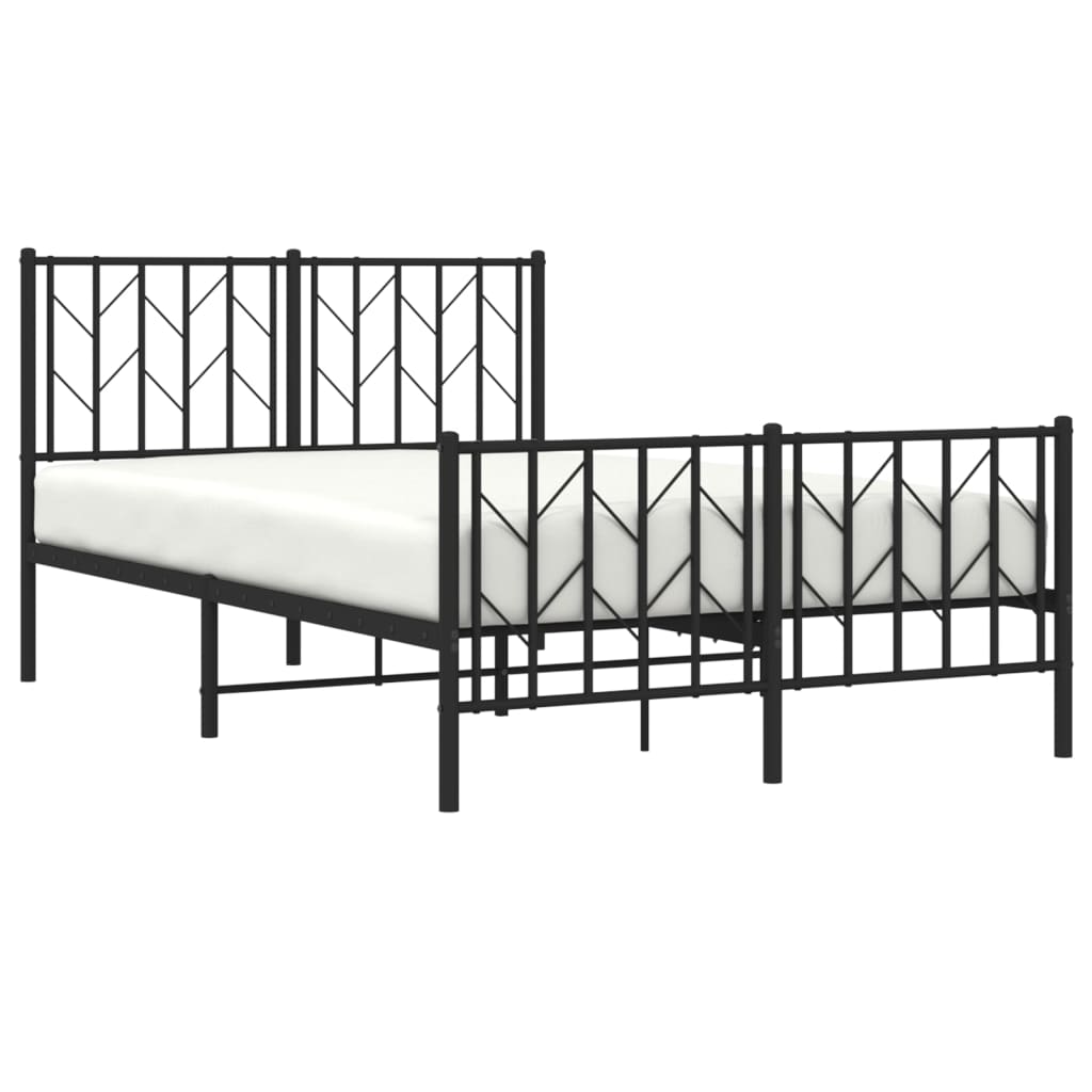 Metalni okvir kreveta uzglavlje i podnožje crni 120x190 cm