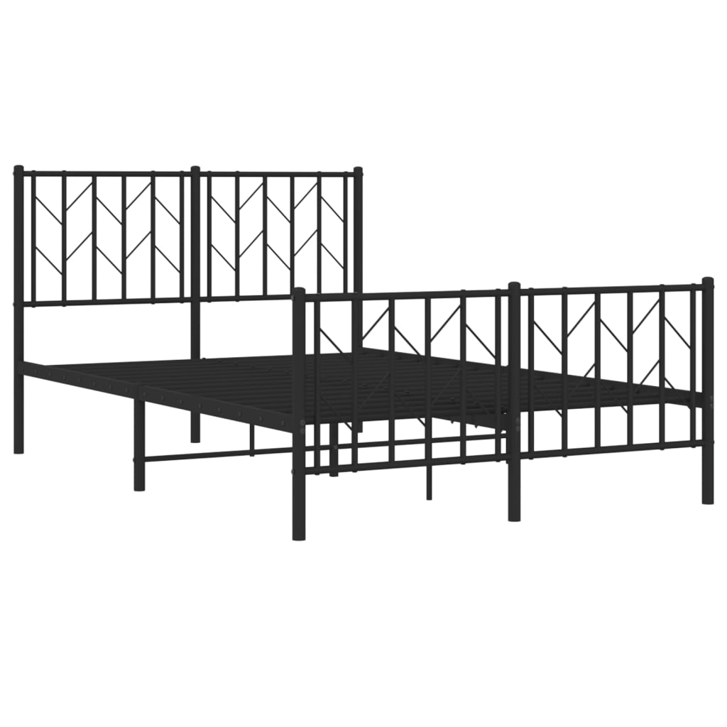 Metalni okvir kreveta uzglavlje i podnožje crni 120x190 cm