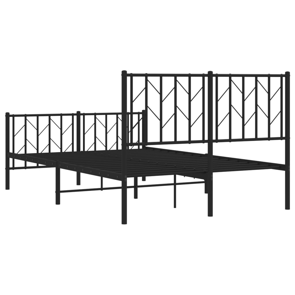 Metalni okvir kreveta uzglavlje i podnožje crni 120x190 cm