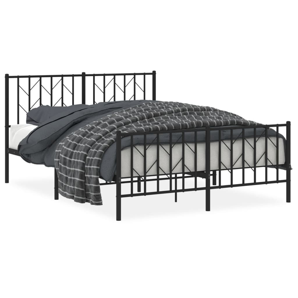 Metalni okvir kreveta uzglavlje i podnožje crni 135x190 cm