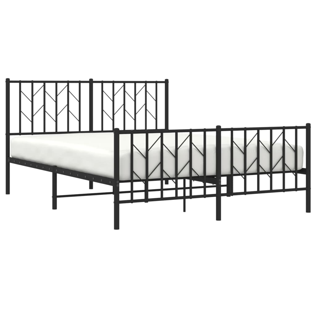 Metalni okvir kreveta uzglavlje i podnožje crni 135x190 cm
