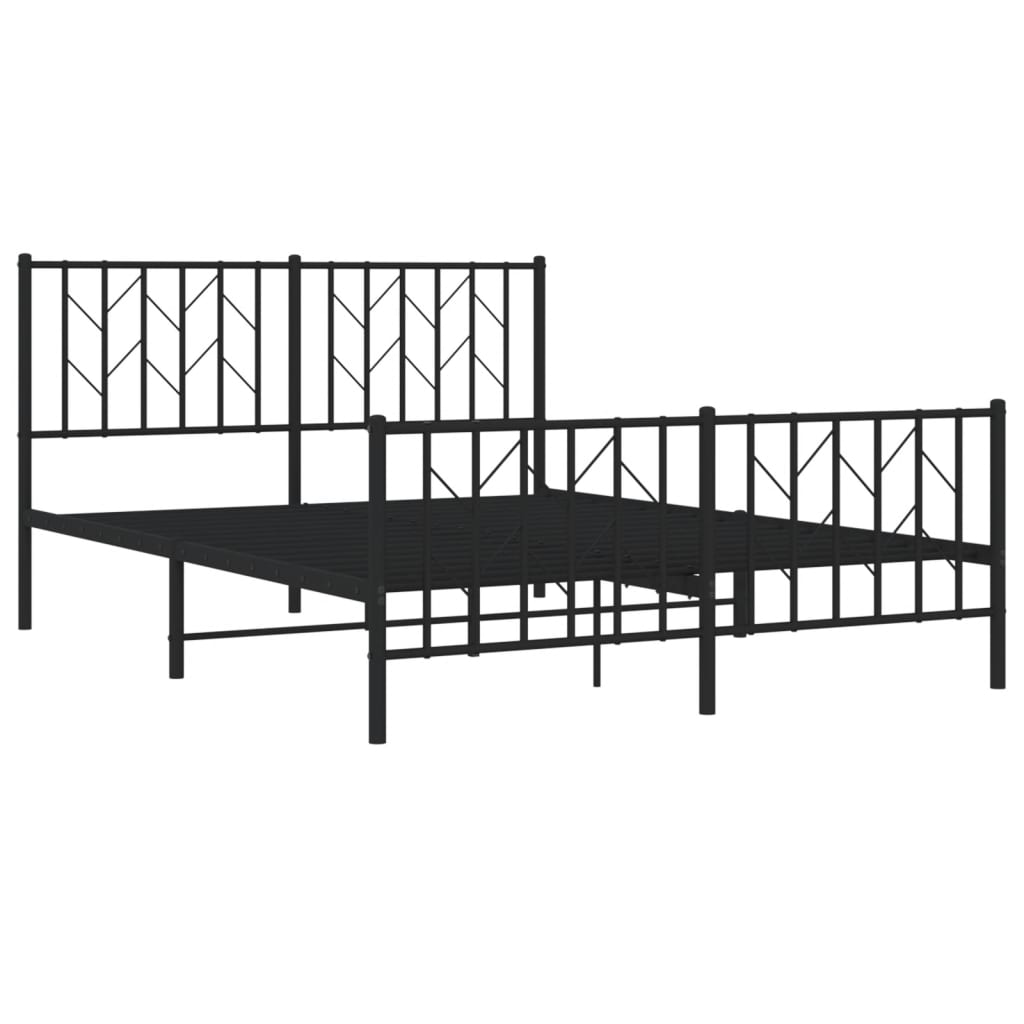 Metalni okvir kreveta uzglavlje i podnožje crni 135x190 cm