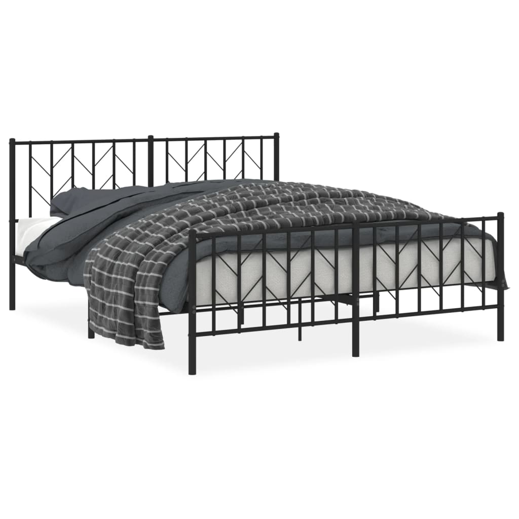 Metalni okvir kreveta uzglavlje i podnožje crni 160x200 cm