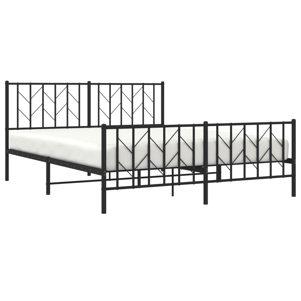Metalni okvir kreveta uzglavlje i podnožje crni 160x200 cm