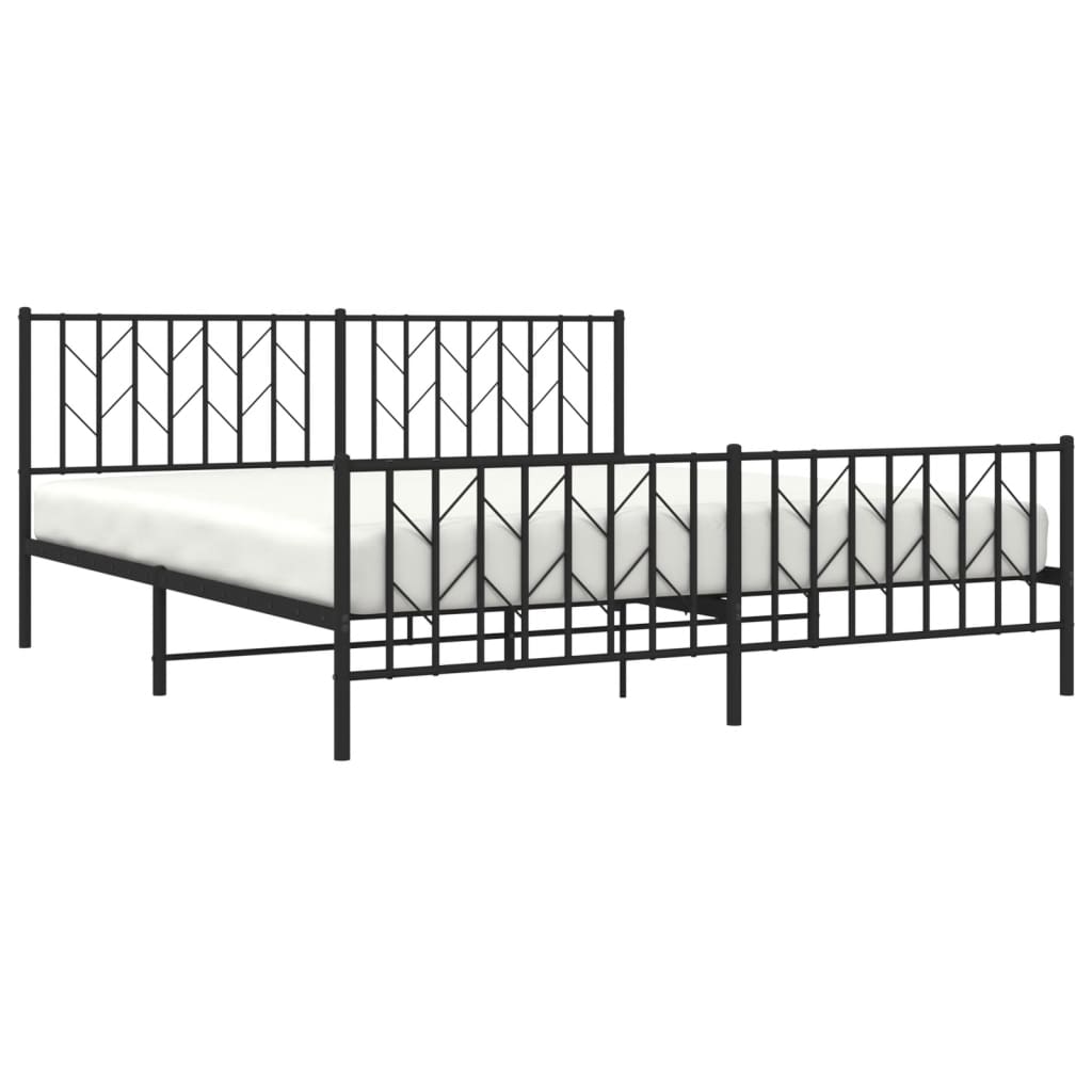 Metalni okvir kreveta uzglavlje i podnožje crni 183x213 cm