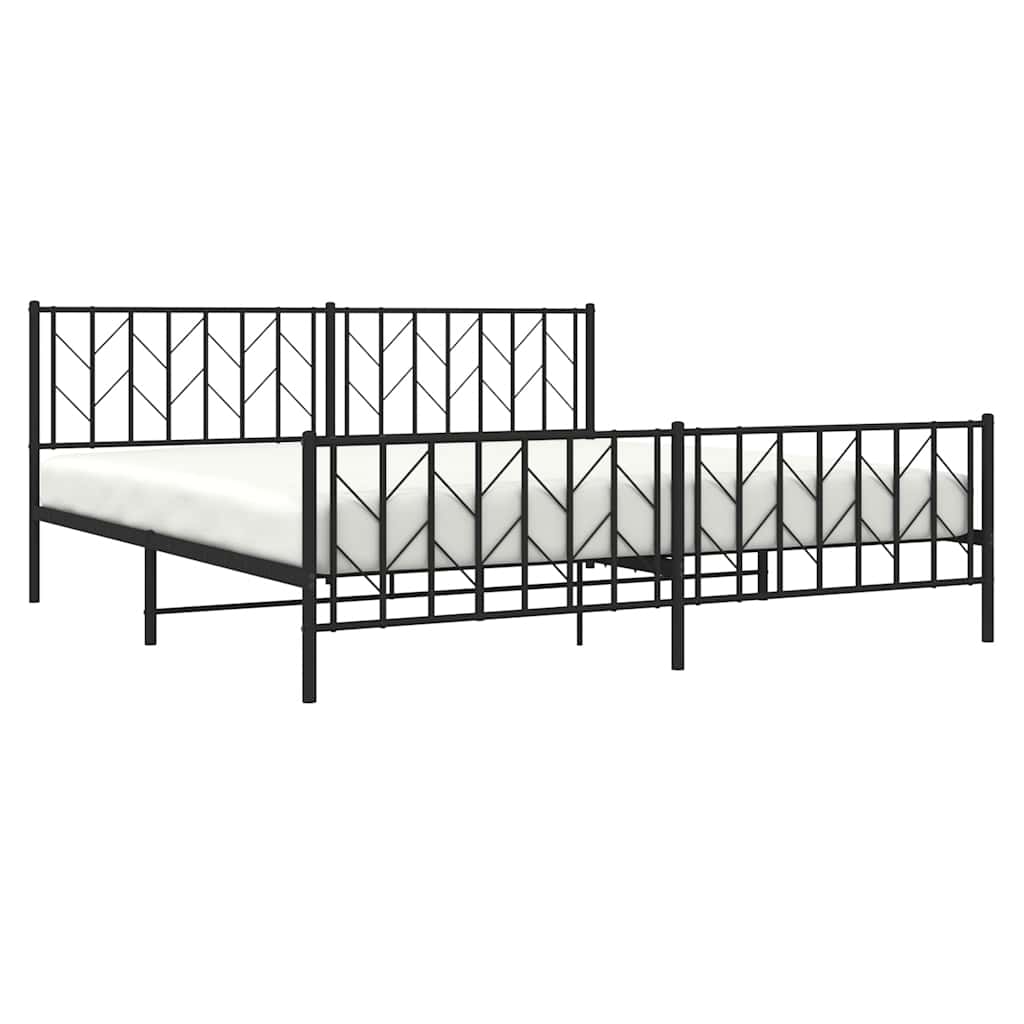 Metalni okvir kreveta uzglavlje i podnožje crni 193x203 cm