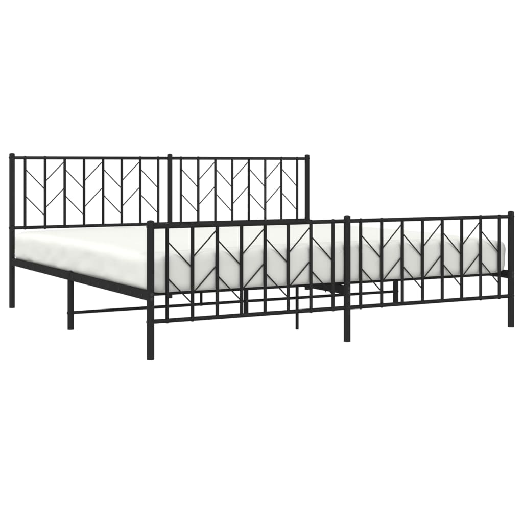 Metalni okvir kreveta uzglavlje i podnožje crni 200x200 cm