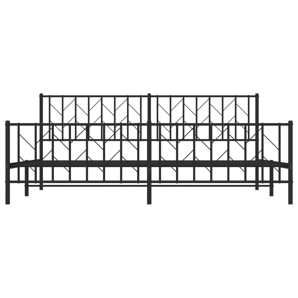 Metalni okvir kreveta uzglavlje i podnožje crni 200x200 cm