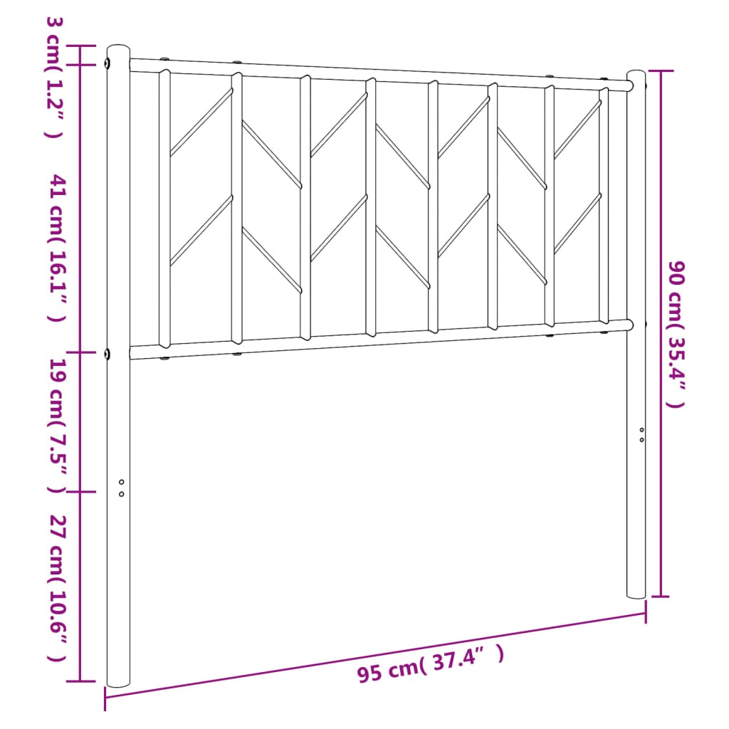 Metalno zamjensko uzglavlje crno 90 cm