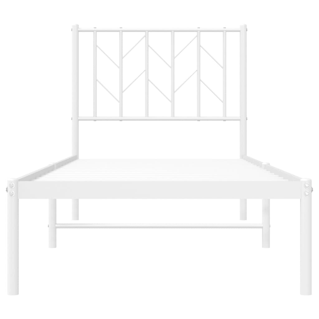 Metalni okvir krevet bez madraca s uzglavljem bijeli 75x190 cm