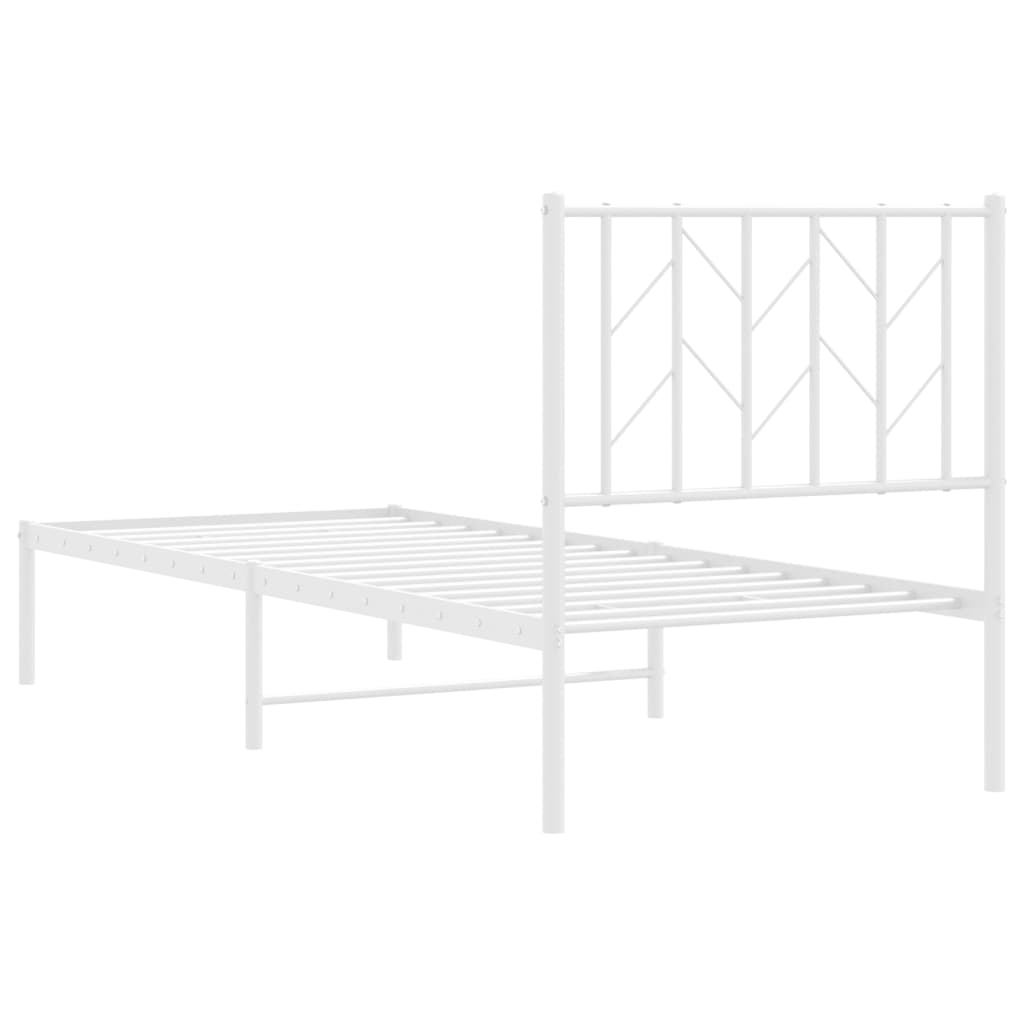 Metalni okvir krevet bez madraca s uzglavljem bijeli 75x190 cm