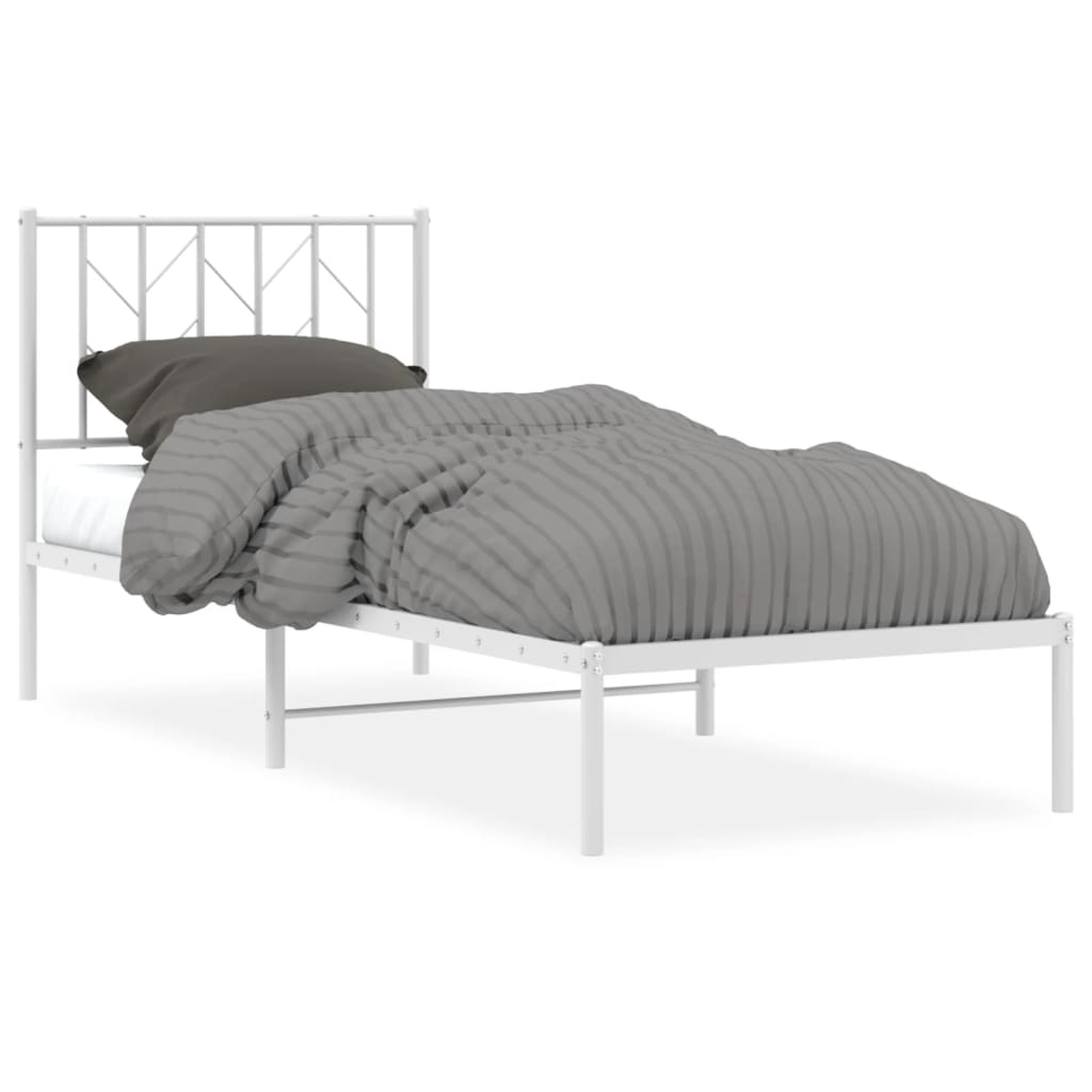 Metalni okvir za krevet s uzglavljem bijeli 80x200 cm
