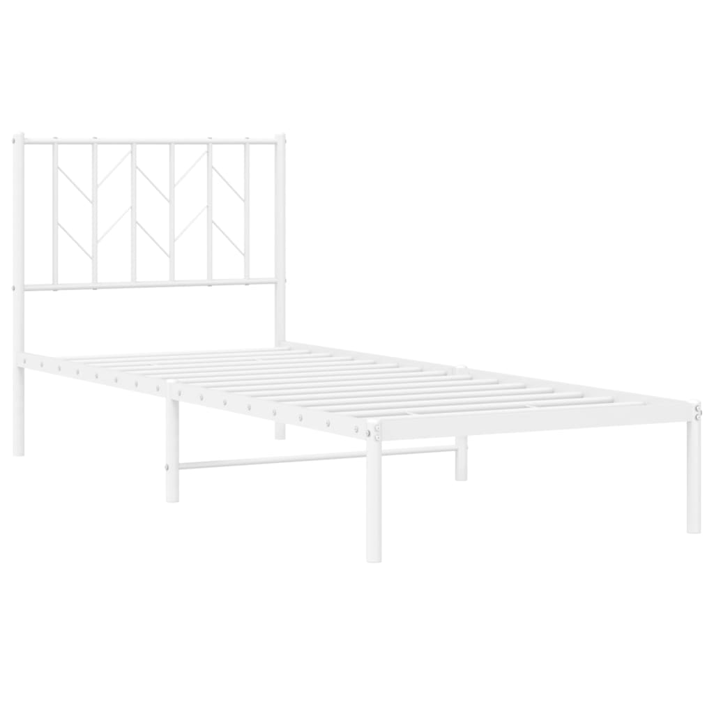Metalni okvir za krevet s uzglavljem bijeli 80x200 cm