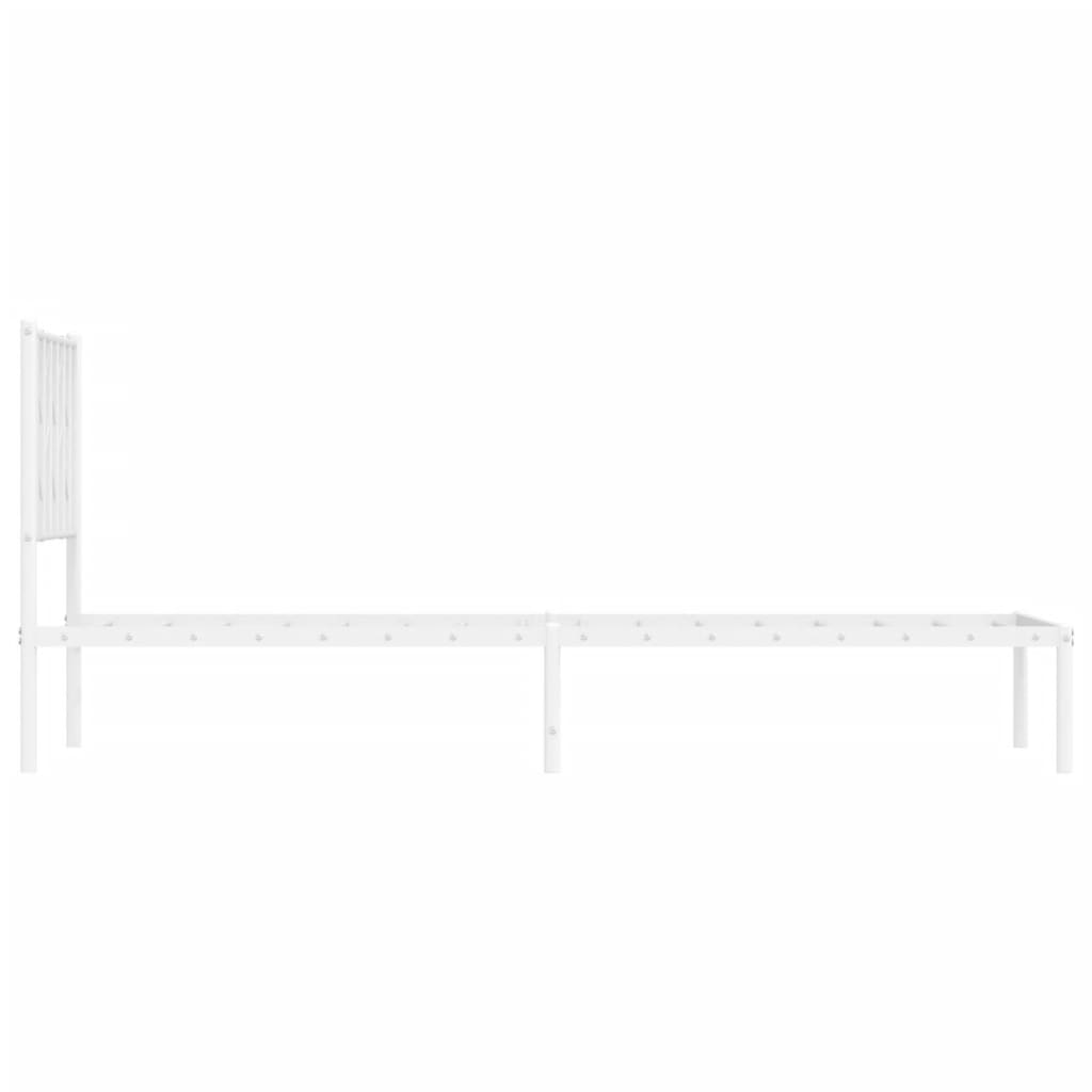 Metalni okvir za krevet s uzglavljem bijeli 80x200 cm