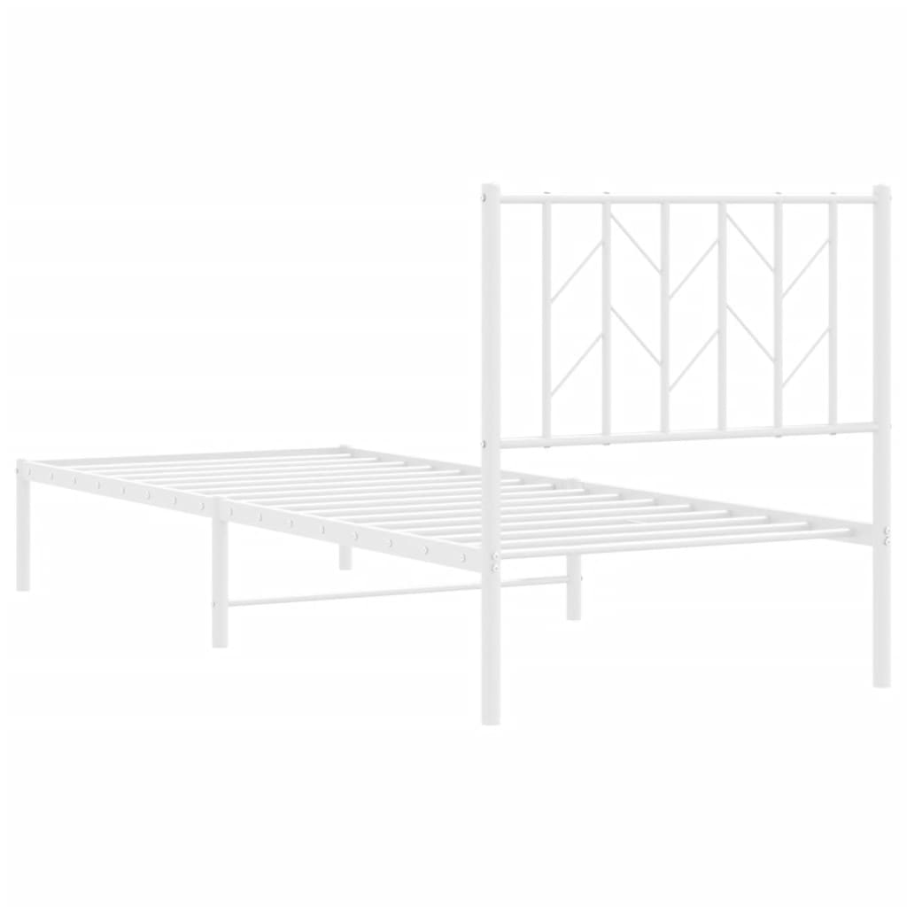 Metalni okvir za krevet s uzglavljem bijeli 80x200 cm