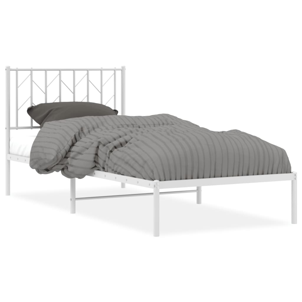 Metalni okvir za krevet s uzglavljem bijeli 90 x 190 cm