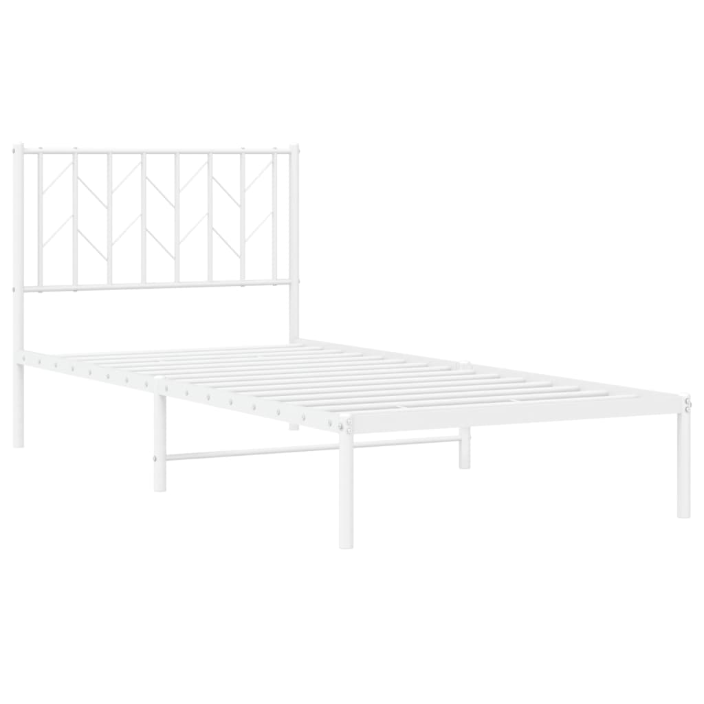 Metalni okvir za krevet s uzglavljem bijeli 90 x 190 cm
