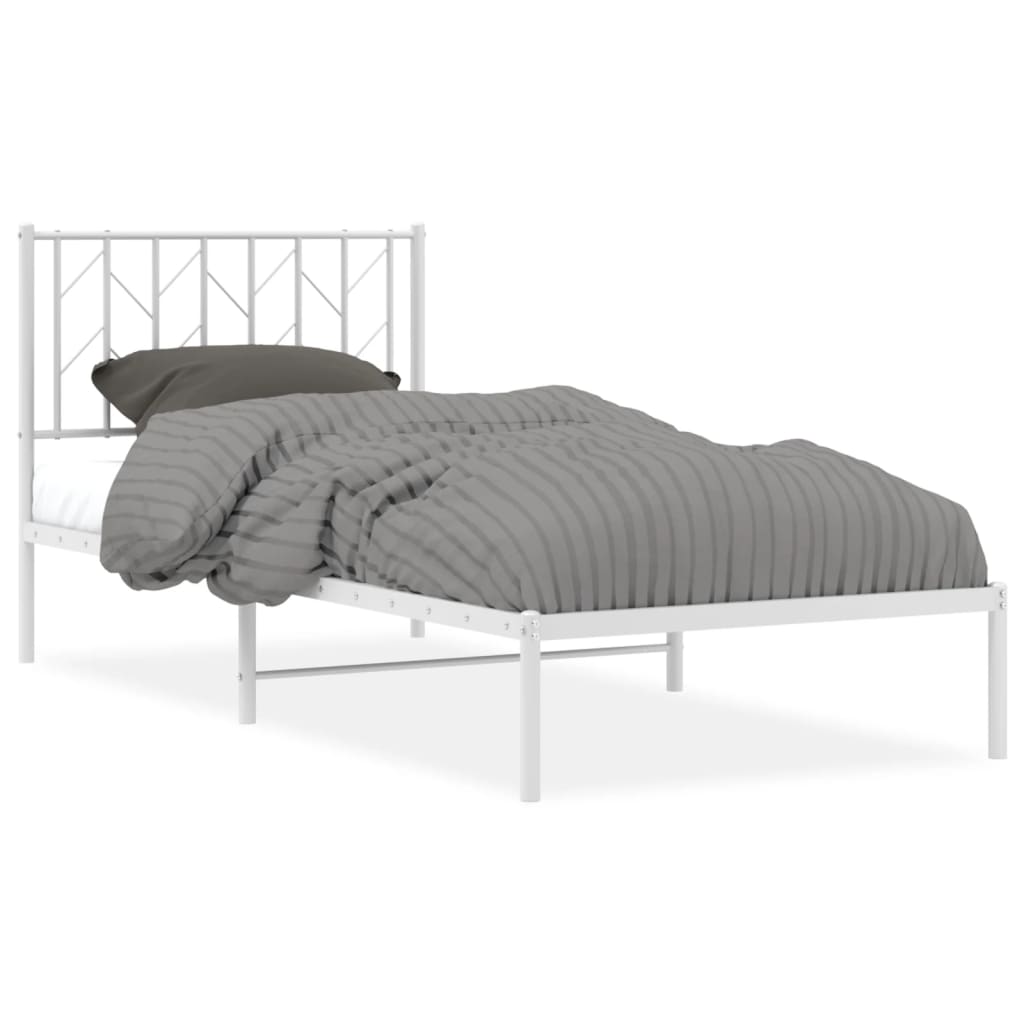Metalni okvir za krevet s uzglavljem bijeli 90x200 cm