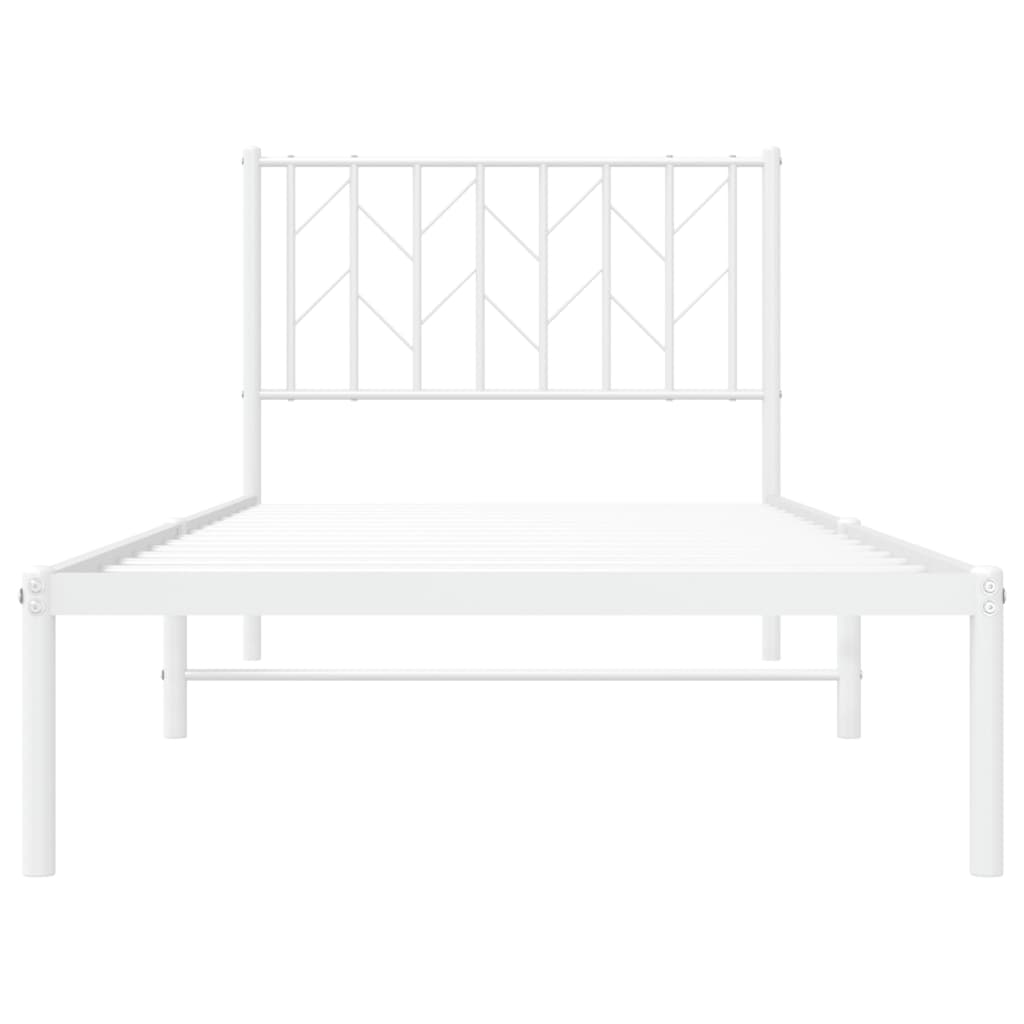 Metalni okvir za krevet s uzglavljem bijeli 90x200 cm