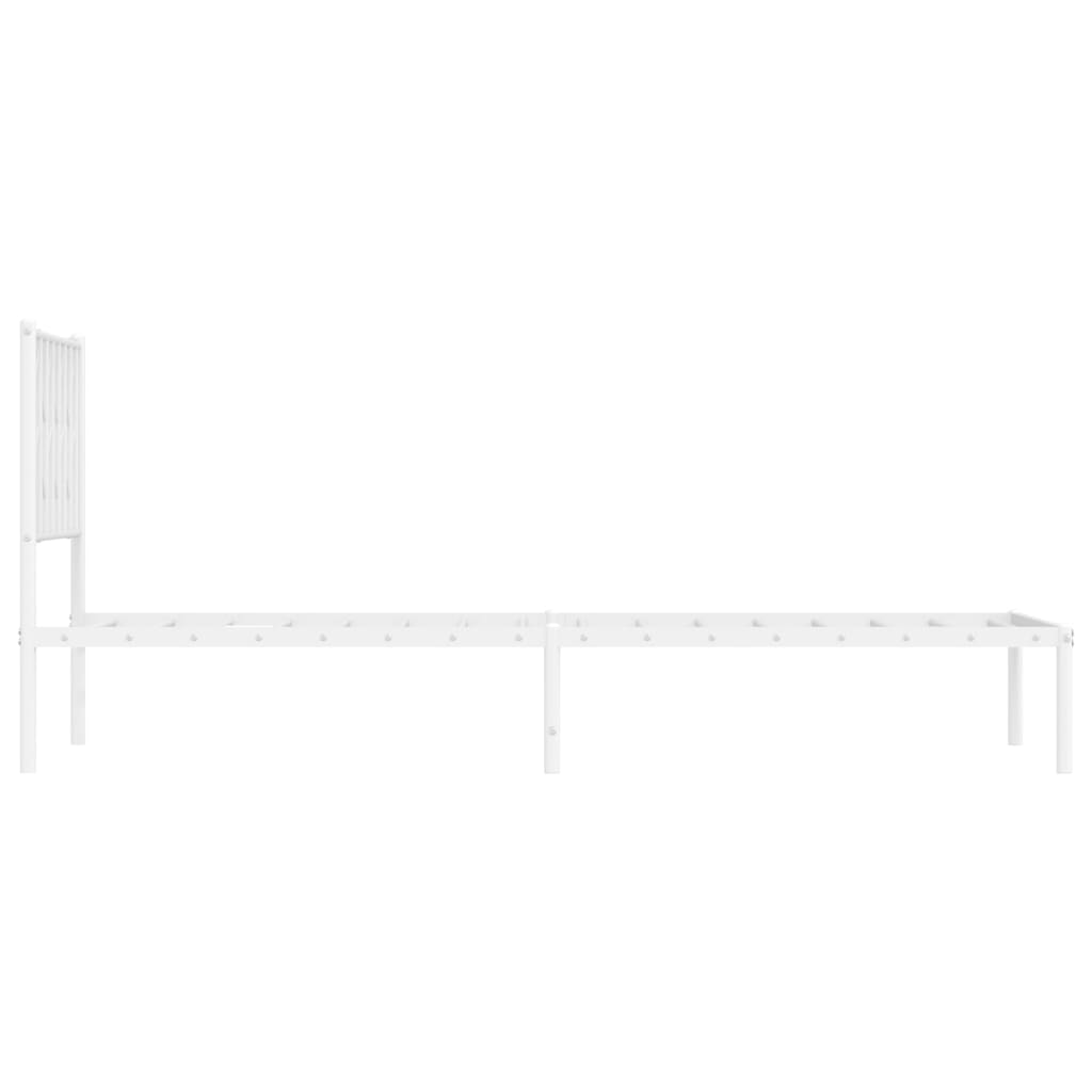 Metalni okvir za krevet s uzglavljem bijeli 90x200 cm