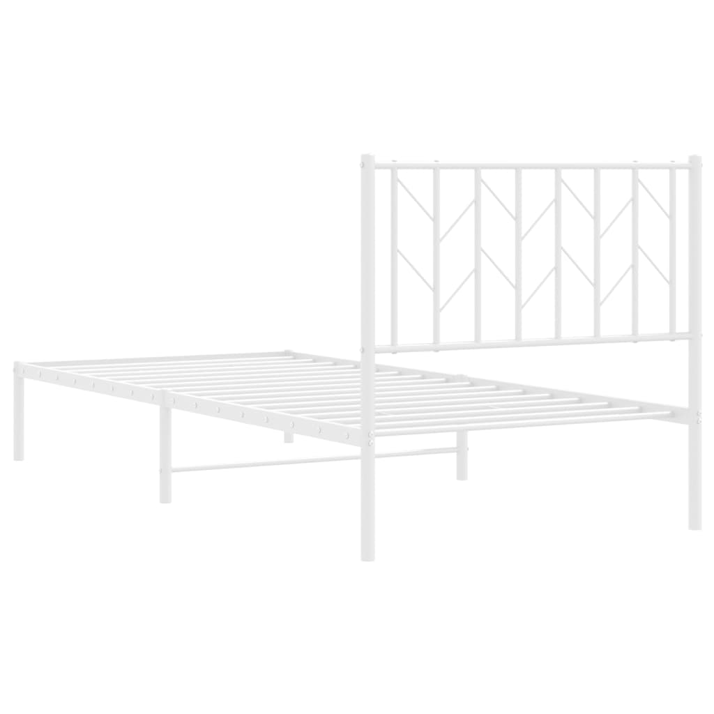 Metalni okvir za krevet s uzglavljem bijeli 90x200 cm