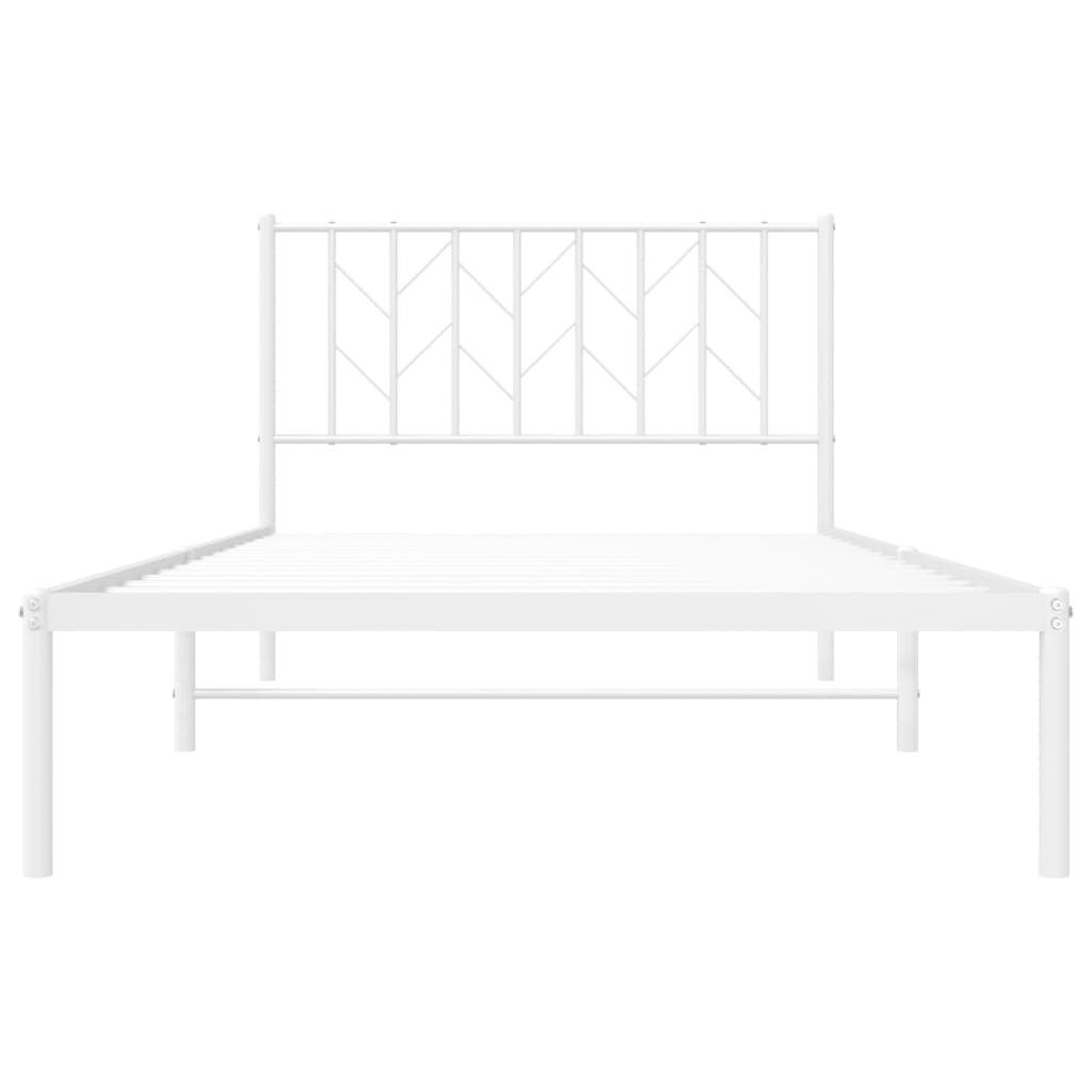 Metalni okvir za krevet s uzglavljem bijeli 107x203 cm