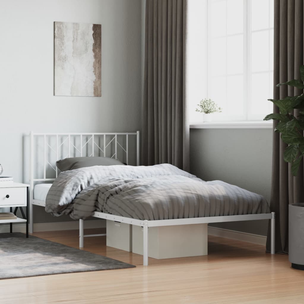 Metalni okvir za krevet s uzglavljem bijeli 107x203 cm