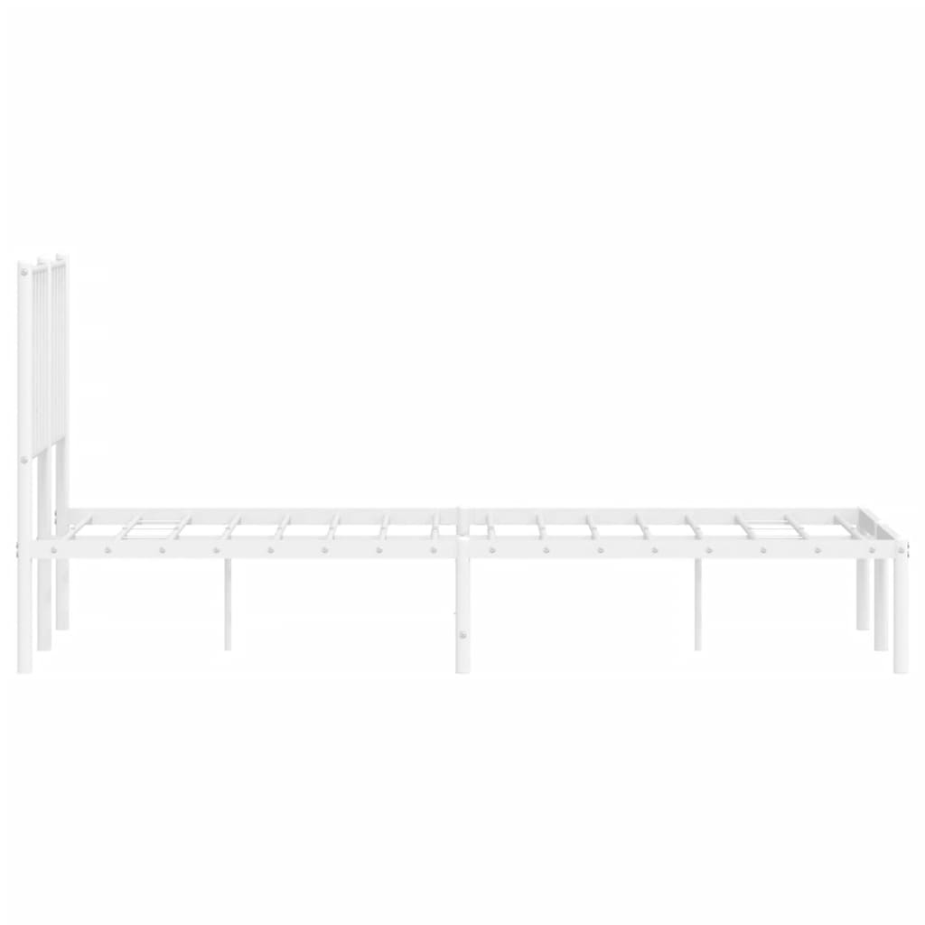 Metalni okvir za krevet s uzglavljem bijeli 120 x 190 cm