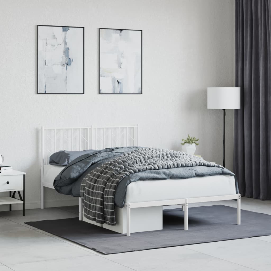 Metalni okvir za krevet s uzglavljem bijeli 120 x 190 cm