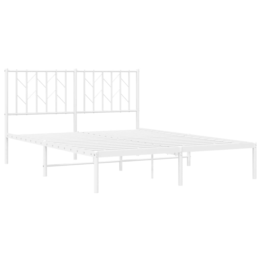 Metalni okvir za krevet s uzglavljem bijeli 140 x 190 cm