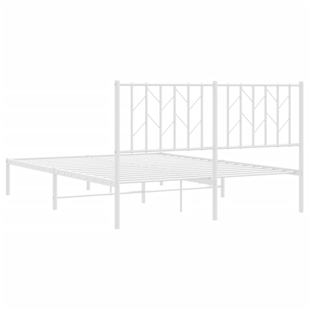 Metalni okvir za krevet s uzglavljem bijeli 140 x 190 cm