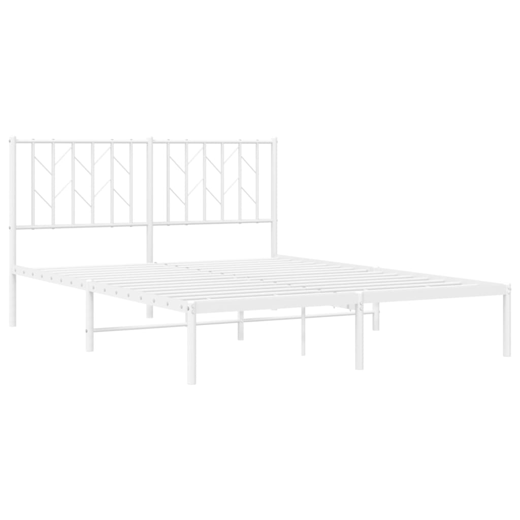 Metalni okvir za krevet s uzglavljem bijeli 140 x 200 cm