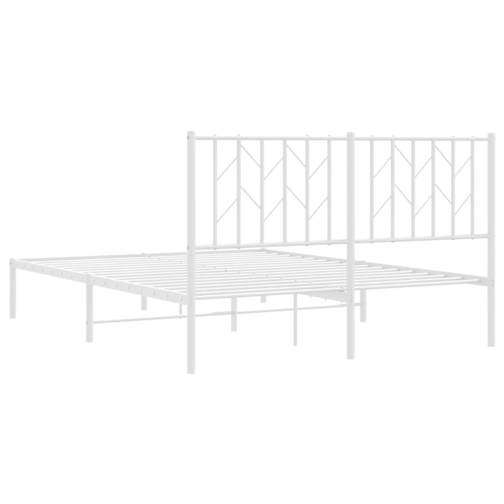 Metalni okvir za krevet s uzglavljem bijeli 140 x 200 cm