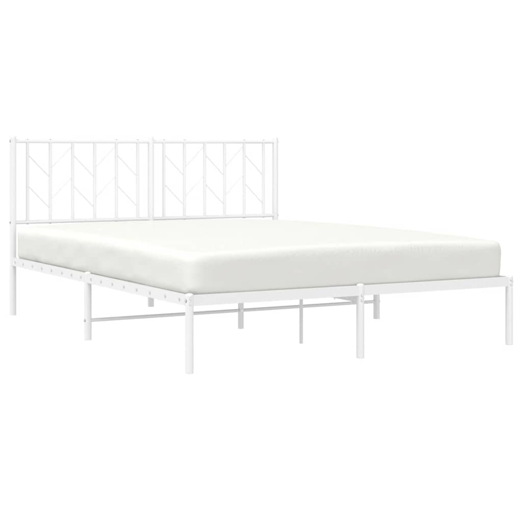 Metalni okvir za krevet s uzglavljem bijeli 150x200 cm