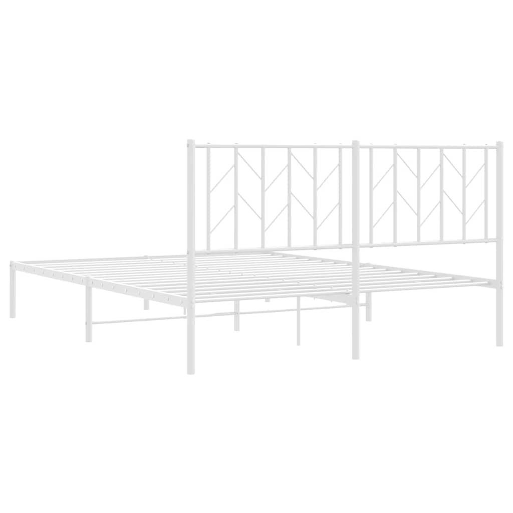 Metalni okvir za krevet s uzglavljem bijeli 150x200 cm