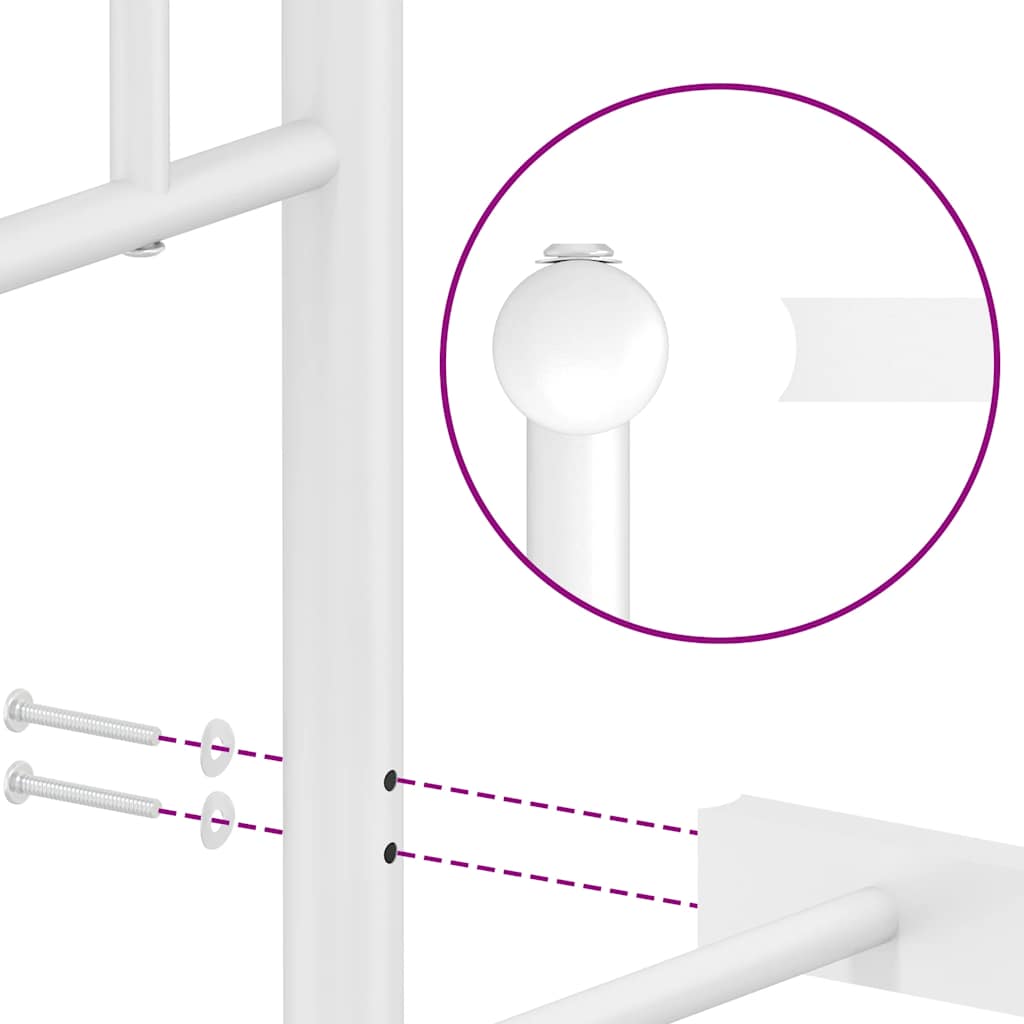 Metalni okvir za krevet s uzglavljem bijeli 150x200 cm
