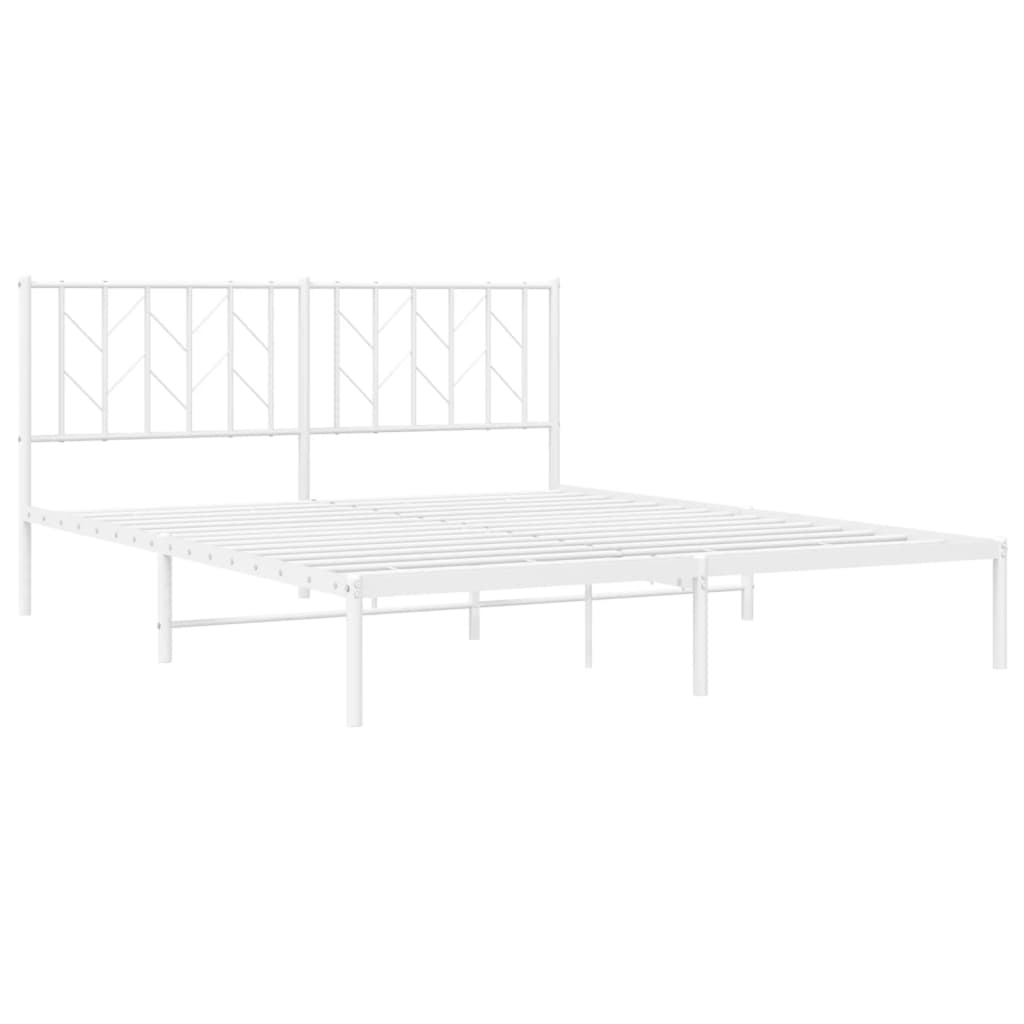 Metalni okvir za krevet s uzglavljem bijeli 160x200 cm