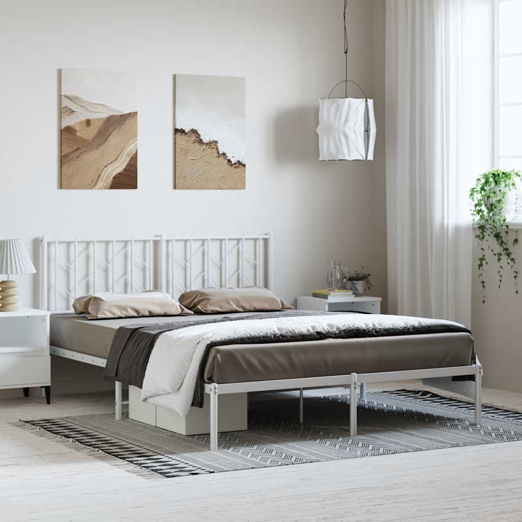 Metalni okvir za krevet s uzglavljem bijeli 193x203 cm