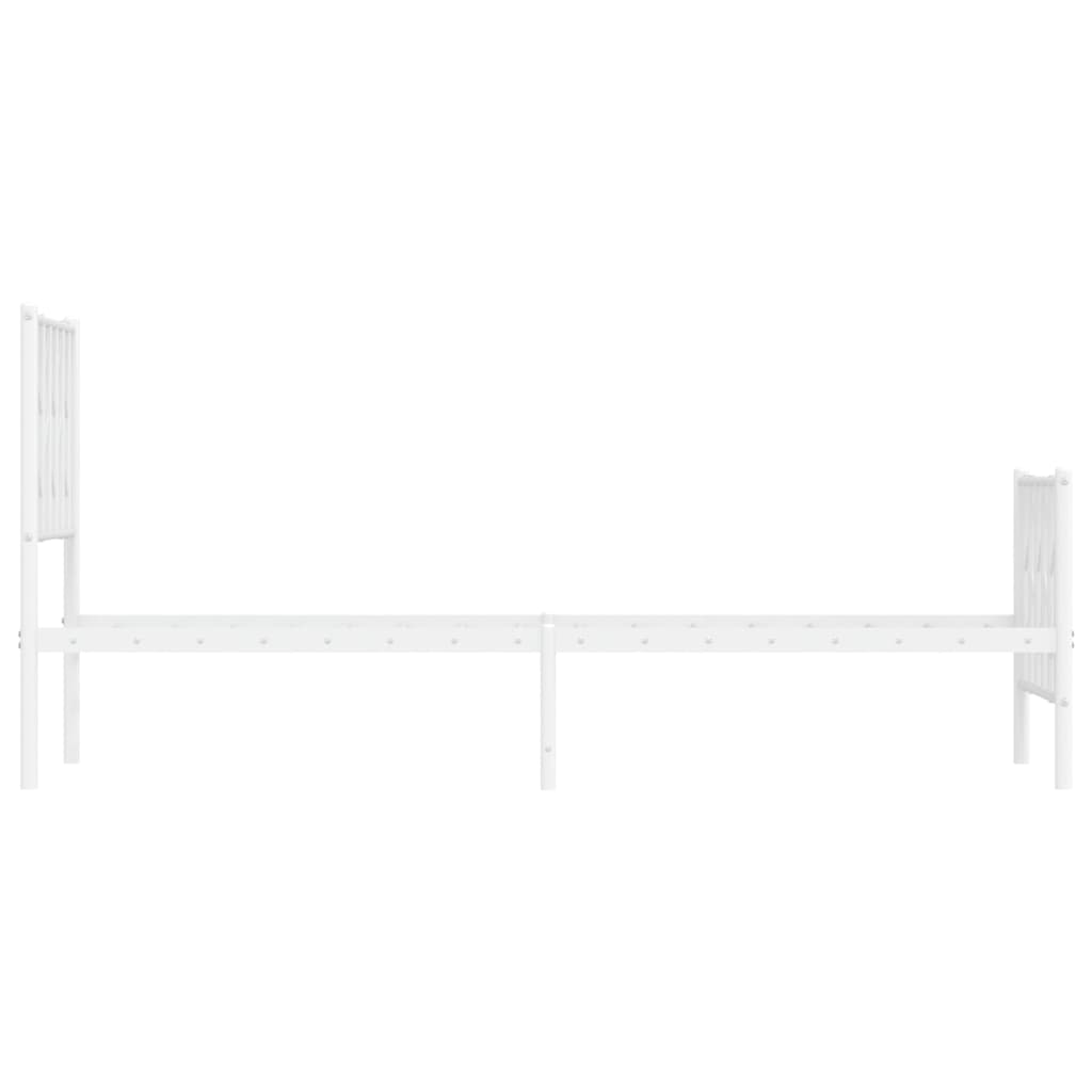 Metalni okvir kreveta s uzglavljem i podnožjem bijeli 75x190 cm