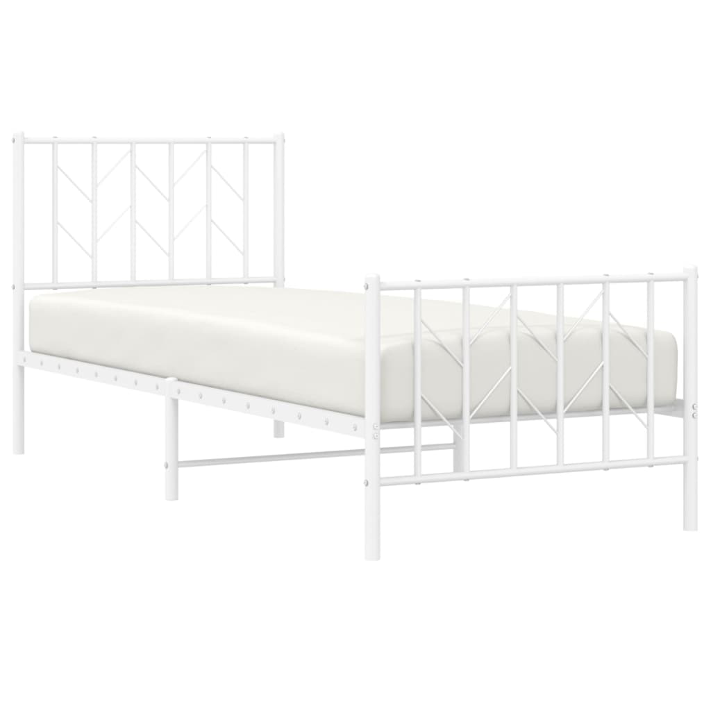 Metalni okvir kreveta s uzglavljem i podnožjem bijeli 80x200 cm