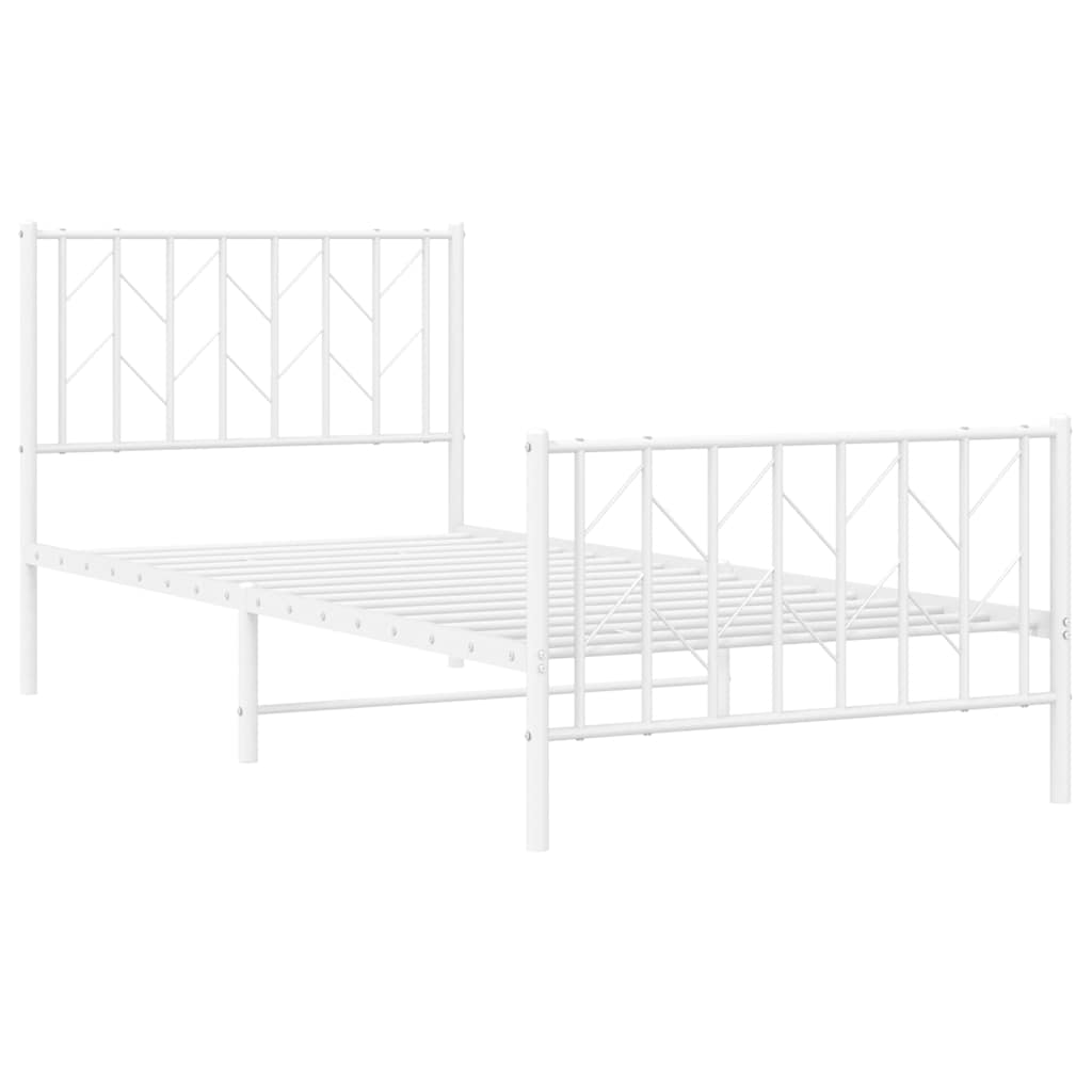 Metalni okvir kreveta s uzglavljem i podnožjem bijeli 90x200 cm
