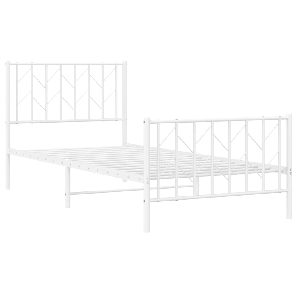 Metalni okvir kreveta s uzglavljem i podnožjem bijeli 90x200 cm