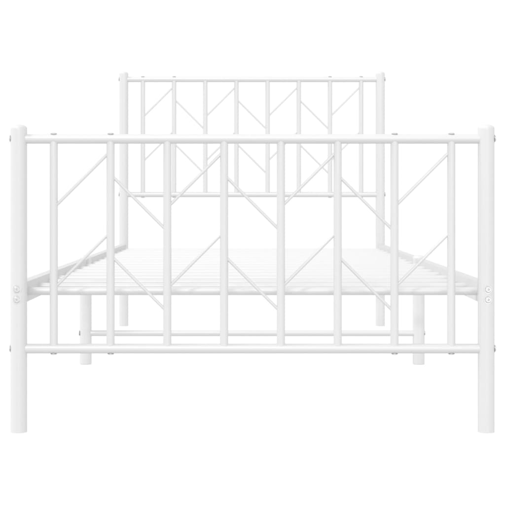 Metalni okvir kreveta s uzglavljem i podnožjem bijeli 90x200 cm