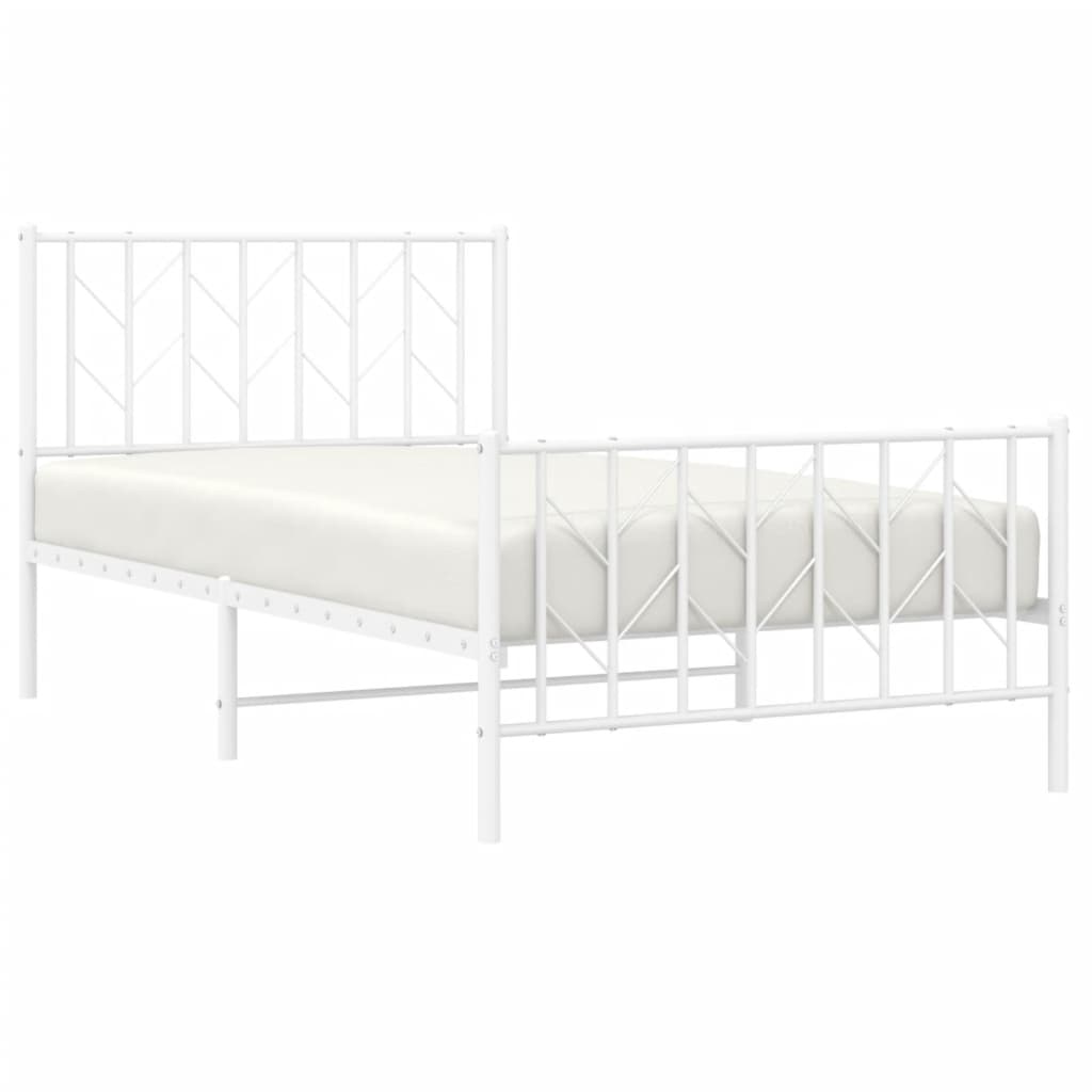 Metalni okvir kreveta s uzglavljem i podnožjem bijeli 100x190cm