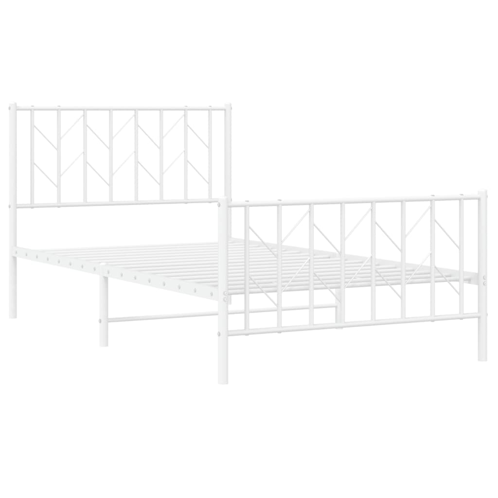 Metalni okvir kreveta s uzglavljem i podnožjem bijeli 100x190cm